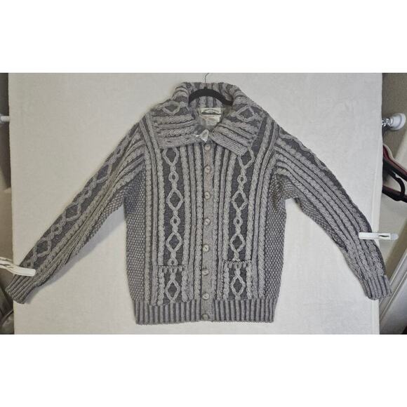 Aaron Craft NWT L Gray 100% Merino Wool Buttondown Grandpa VibeSweater Fisherman - Picture 1 of 16